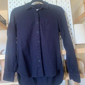 MUJI Navy Flannel Button Down Shirt size small